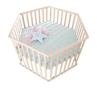 roba parc hexagonal + tapis de protection 'Lil Planet frosty green' - parc de jeu hexagonal en bois de hêtre bio - réglable en hauteur sur 3 niveaux - bois massif