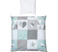 roba Parure de Lit Bébé Happy Patch menthe - 2 Pièces 100% Coton - Housse de Couette 100 x 135 cm + Taie d'Oreiller 40 x 60 cm