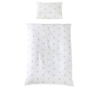 roba Parure de Lit Bébé Little Stars - 2 Pièces 100% Coton - Housse de Couette 100 x 135 cm + Taie d'Oreiller 40 x 60 cm - Imprimée Étoiles Grises sur Fond Blanc