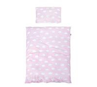 roba Parure de Lit Bébé Réversible Kleine Wolke Rosa - 2 Pièces 100% Coton - Housse de Couette 100 x 135 cm + Taie d'Oreiller 40 x 60 cm - Rose Imprimé Nuage / Motif Pois