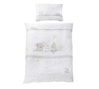 roba Parure de Lit Bébé Réversible Sternenzauber - 2 Pièces 100% Coton - Housse de Couette 100 x 135 cm + Taie d'Oreiller 40 x 60 cm - Imprimée Étoiles et Éléphants