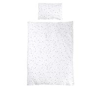 roba Parure de Lit Bébé Réversible Sternenzauber Grau - 2 Pièces 100% Coton - Housse de Couette 100 x 135 cm + Taie d'Oreiller 40 x 60 cm - Imprimée Étoiles et Lune