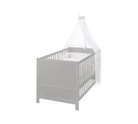 ROBA Lit bébé évolutif complet 70×140 cm – Matelas + textiles inclus – Hauteur réglable – Bois taupe