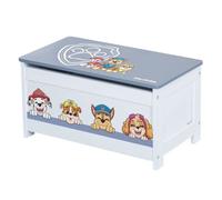 roba Banc-Coffre à Jouets Paw Patrol pour Enfant en Bois - Banc de Rangement - avec Charnière de Sécurité à Fermeture Douce - dès 18 Mois- Motif Chiens - Blanc/Bleu-Gris