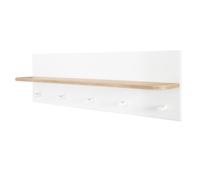 roba Porte-Manteau Mural 2 en 1 Ava - avec 1 Étagère et 5 Crochets - Longueur 90 cm - Patère pour Chambre Bébé et Enfant - Blanc/Chêne Artisan