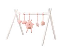 Roba Portique D'eveil Pour Bébé - Incl. Set De Pendentifs "Roba Style" Rose ? Arche De Jeu En Bois Massif Laqué Blanc