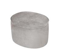 roba Pouf Coffre Ovale en Velours pour Chambre Enfant "Lil Sofa" - Tabouret Avec Coffre de Rangement - Gris Argenté