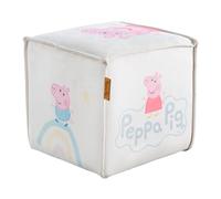 roba Pouf Cube en Velours pour Chambre Enfant Peppa Pig - Solide et Doux - Tabouret Carré - Assise Stable dès 18 Mois - Facile à Nettoyer - Beige/Motif Truie et Cochon