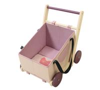 Roba Poussette De Poupée "Fienchen" En Bois Et Tissu + Coussin Et Couverture - Transformable En Nacelle - Lilas/Blanc