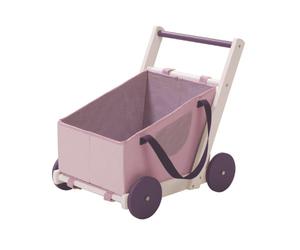 roba Poussette de Poupée Fienchen en Bois et Tissu + Coussin et Couverture - Transformable en Nacelle - Violet / Blanc