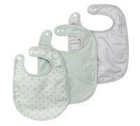 roba Set de 3 Bavoirs Naissance Bébé en Coton Bio "Lil Planet" Ajustable - 23 x 30 cm - Certifié Gots - Bouton-Pression - Vert/Gris