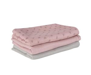 roba Set de 3 Couches Lavables en Coton Bio "Lil Planet" - Couches Réutilisables - 80 x 80 cm - Certifié Oekotex et Gots - Rose/Gris