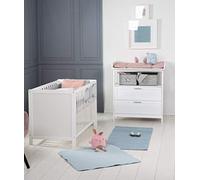 Chambre Bébé Duo 'hamburg' Blanche 2 En 1 Lit Bébé 60x120 + Commode À Langer 2 Tiroirs Blanc