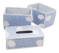 roba Set d'organiseur de soins 'Kleine Wolke blau', 3 pièces, 2 boîtes pour couches & accessoires, 1 boîte pour lingettes humides
