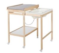 ROBA Table à Langer avec Baignoire Coulissante Baby Pool et Matelas à Langer Imperméable Gris - Bois Naturel / Blanc beige TU