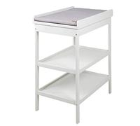 roba Table à Langer + Matelas à Langer Imperméable roba Style Gris Piqué - Bois Laqué Blanc