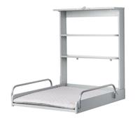 roba Table à Langer Murale Rabattable en Bois Laqué Taupe + Matelas de Change Hydrofuge "roba Style gris" - 2 Étagères Pratiques - Supporte Jusqu'à 15 kg - Peu Encombrante