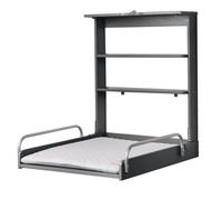 Roba Table à langer murale pliante bois laqué anthracite – Matelas hydrofuge gris – 2 étagères