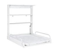 roba Table à Langer Murale Pliante en Bois Laqué Blanc avec Matelas de Change - 2 Étagères Pratiques - peu Encombrante - Supporte Jusqu'à 15 kg