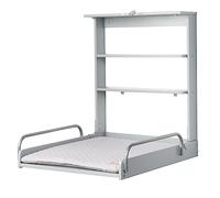Roba Table à langer murale pliante – Matelas à langer imperméable, étagères intégrées – Bois gris