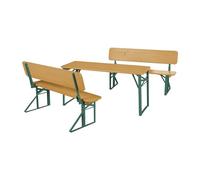 Roba Table + 2 bancs de jardin enfants dès 2 ans – 4 places, pliants avec dossiers, bois lasuré teck