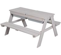 roba Table Pique-nique pour Enfants Play en Bois Massif avec 2 Bacs à Sable et Eau Intégrés - Résistante aux Intempéries - Gris