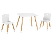 ROBA Ensemble Table + 2 Chaises pour Enfants en Bois Laqué Blanc - 3 Pièces - Pieds en Bois Massif