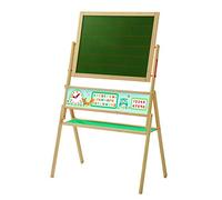 roba Tableau Pivotable sur Pied pour Enfant ABC Eule - Double Face Craie et Magnétique - Étagère Intégrée - Largeur 69 cm, Naturel