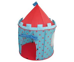 roba Tente de Jeu Enfant "Ritterburg" Pop-Up - Château de Chevalier + Sac - Bleu/Rouge