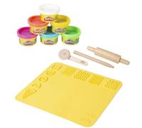 roba x Play-Doh Ensemble de Jeu pour Activités Manuelles - Tapis Créatif 3D, 3 Ustensiles en Bois FSC®, 6 Pots de Pâte à Modeler - Kit Éducatif - Dès 3 Ans