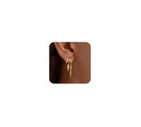 Robaice Boucles d'oreilles en or pour femme, plaqué or 14 carats, boucles d'oreilles pendantes délicates pour femme, petites créoles tendance en or avec chaîne en oxyde de zirconium, ne ternit pas