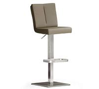 Robas Lund BRU.NI Chaise de bar/Tabouret de bar, PU/Inox, carré/tournable 180°, environ 42 x 89-114 x 53 cm, cappuccino