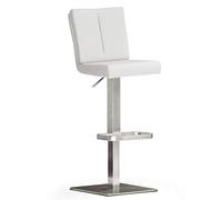 Robas Lund BRU.NI Chaise de bar/Tabouret de bar, PU/Inox, carré/tournable 180°, environ 42 x 89-114 x 53 cm, blanc