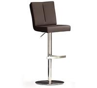 Robas Lund BRU.NI Chaise de bar/Tabouret de bar, PU/Inox, rond/tournable 360°, environ 42 x 89-114 x 53 cm, marron