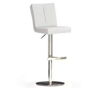 Robas Lund BRU.NI Chaise de bar/Tabouret de bar, PU/Inox, rond/tournable 360°, environ 42 x 89-114 x 53 cm, blanc