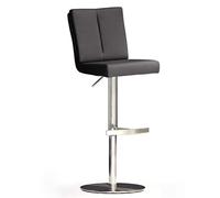 Robas Lund BRU.NI Chaise de bar/Tabouret de bar, PU/Inox, rond/tournable 360°, environ 42 x 89-114 x 53 cm, noir