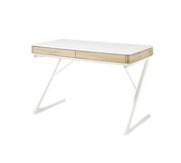 Robas Lund BUKAREST Bureau en MDF Blanc Mat/chêne B/H/T env. 120/75/60 cm