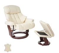 Robas Lund Calgary XXL Fauteuil de Relaxation, Cuir, Crème/Noyer, 92 x 97 x 110 cm