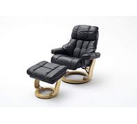 Robas Lund Calgary XXL Fauteuil de Relaxation, Cuir, Noir/Nature, 92 x 97 x 110 cm