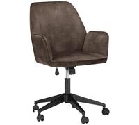 Robas Lund, Chaise de Bureau O-Ottawa - Aspect Velours Vintage - Anthracite - Pivotante - Hauteur réglable - Charge maximale : 120 kg - Dimensions (l x H x P) : Environ 59/88/65 cm