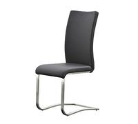 Robas Lund Chaise Salle à Manger Cuir Gris Lot de 2, Préconisé pour Un utilisateur de Max. 130 kg, Chaise Pied Luge avec recouvrement en Vrai Cuir, Structure INOX, Hauteur Assise Confortable