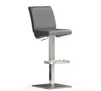Robas Lund DI.AZ Chaise de bar/Tabouret de bar, PU/Inox, carré/tournable 180°, environ 40 x 87-112 x 50 cm, gris