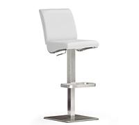 Robas Lund DI.AZ Chaise de bar/Tabouret de bar, PU/Inox, carré/tournable 180°, environ 40 x 87-112 x 50 cm, blanc