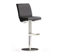 Robas Lund DI.AZ Chaise de bar/Tabouret de bar, PU/Inox, rond/tournable 360°, environ 42 x 87-112 x 50 cm, noir