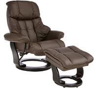 Robas Lund Fauteuil Cuir Relax TV avec tabouret jusqu'à 130 kg, Fauteuil télévision véritable cuir marron, Calgary
