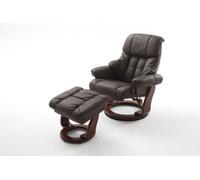 Robas Lund Fauteuil Cuir TV avec tabouret jusqu'à 130 kg, Fauteuil télévision véritable cuir marron, Calgary