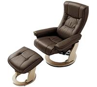 Robas Lund, Fauteuil, Fauteuil de Relaxation, avec tabouret, Hamilton, Cuir/Marron, 85 x 85-110 x 105 cm, 64026BN5