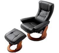 Robas Lund, Fauteuil, Fauteuil de Relaxation, avec tabouret, Hamilton, Cuir/Noir, 85 x 85-110 x 105 cm, 64026SH5