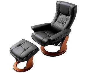 Robas Lund, Fauteuil, Fauteuil de Relaxation, avec tabouret, Hamilton, Cuir/Noir, 85 x 85-110 x 105 cm, 64026SH5