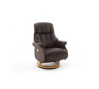 Robas Lund Fauteuil Relax Calgary Comfort XL réglable électriquement, portée jusqu'à 150 kg, cuir véritable marron, structure en bois naturel
